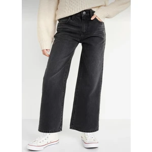 Kız Çocuk Koyu Mavi Mid Rise Wide Leg Jean Pantolon