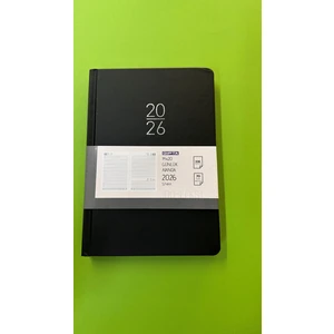 2026 Çizgili Ajanda 14x20 cm 100-ECK Siyah Renkli Günlük Kullanım İçin