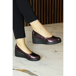 Erkan Saçmacı Mabel Kadın Bordo Yılan Hakiki Deri Dolgu Topuklu Günlük Ayakkabı Kaydırmaz Taban