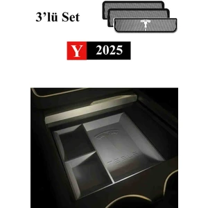 Voltrex Design Tesla Model Y Juniper Arka Havalandırmalar Için Koruma Kapakları - 3'lü Set ve Orta Konsol Düzenleyici