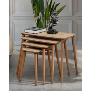 Luci 4lü Mdf Ahşap Zigon Sehpa Meşe