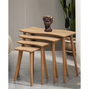 Salsa 4lü Dörtlü Mdf Ahşap Zigon Sehpa  Meşe