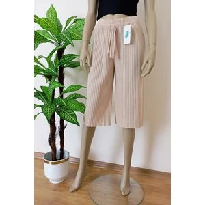 Vip Bera Tekstil Kadın Fitilli Çizgili Raporlu Pamuklu Bermuda Pantolon