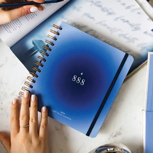 2026 18X20 Spiralli Haftalık Kare Ajanda 12 Aylık - Mavi Aura