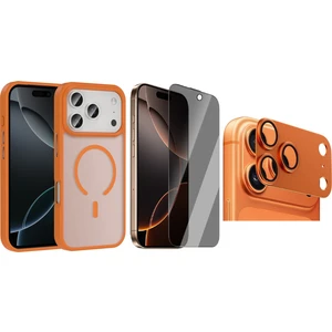 iPhone 17 Pro Max Kılıf M-safe Şarj Özellikli Mat Arka Yüzey Zore Sio Kapak + Kamera Lens + Hayalet Ekran Koruyucu