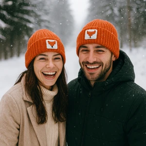 By Ebru Ketenci Turuncu Yün Bere Tilki Punch Detaylı Ebr5