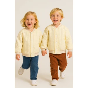 Unisex Kapitone Cıtcıtlık Ceket Krem