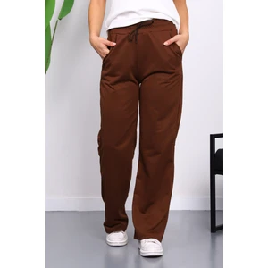 İmaj Butik Kahverengi Bel Lastikli İki İplik Palazzo Eşofman Alt