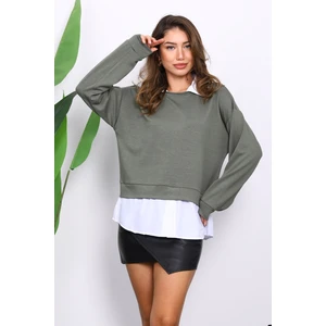 İmaj Butik Haki Gömlek Garnili Modal Sweat