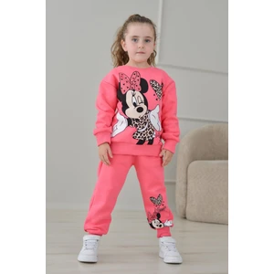 Pjk3i M.mause Desenli 3 Ip Şardonlu %100 Pamuk Kız Çocuk Eşofman Takımı 3-10 Yaş