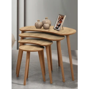 Moon 4lü Mdf Ahşap Zigon Sehpa Meşe