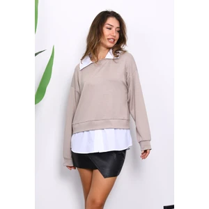 İmaj Butik Taş Gömlek Garnili Modal Sweat