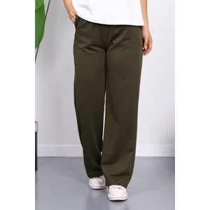 İmaj Butik Koyu Haki Bel Lastikli İki İplik Palazzo Eşofman Alt