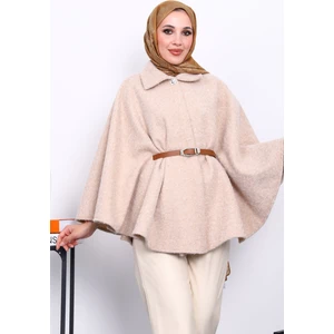 İmaj Butik Vizon Kemerli Kaşe Panço