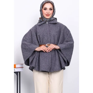İmaj Butik Füme Kemerli Kaşe Panço