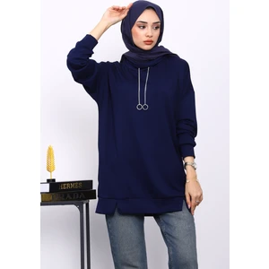 İmaj Butik Lacivert Yaka Detaylı Modal Tunik