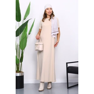 İmaj Butik Bej Kısa Kol Tesettür İçlik Elbise