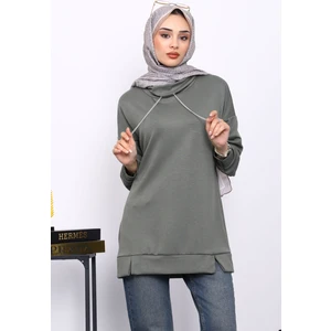 İmaj Butik Haki Yaka Detaylı Modal Tunik