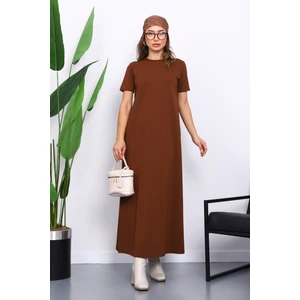 İmaj Butik Kahverengi Kısa Kol Tesettür İçlik Elbise