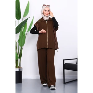 İmaj Butik Kahve Yelek Pantolonlu Takım