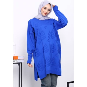 İmaj Butik Saks Mavi Soğuk İplik Merserize Triko Tunik