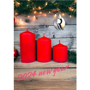 3 Adet Silindir Mum Seti Kırmızı