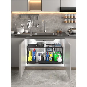 Genişletilebilir Raf Ayarlanabilir Düzenleyici 2 Metal Sepetli Mutfak Düzenleyici Banyo Düzenleyici