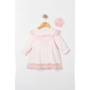 Miniday Baby Kız Bebek Mevlütlük Elbise Dantelli Bandanalı