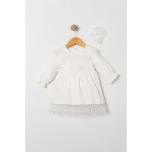 Miniday Baby Kız Bebek Mevlütlük Elbise Dantelli Bandanalı