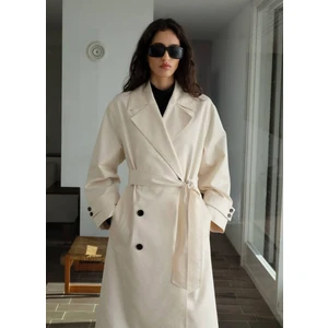 Oversize Uzun Çift Düğmeli Trençkot