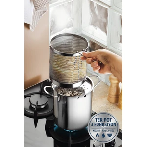 Steel & More Valora Isı Yalıtımlı Süzgeçli 304 Çelik Kızartma ve Haşlama Potu - 2l