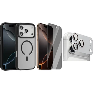 iPhone 17 Pro Max Kılıf M-safe Şarj Özellikli Mat Arka Yüzey Zore Sio Kapak + Kamera Lens + Hayalet Ekran Koruyucu