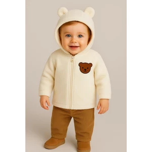 Nevrankids Unisex Mont Bebek Welsoft Ayı Kulaklı Fermuarlı