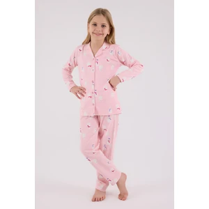 Rolypoly Kız Çocuk Pembe Gömlek Pijama Takımı