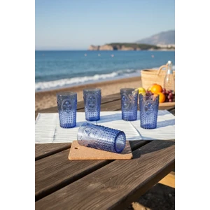 EW's Kitchenware Akrilik Mavi 6 LI Uzun Bardak & Su Meşrubat Bardağı 750 ml ( Cam Değildir )