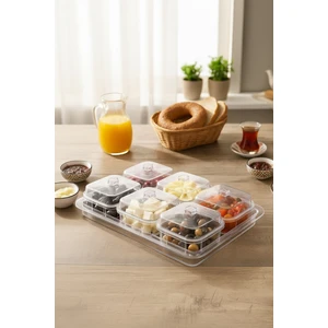 EW's Kitchenware Akrilik Şeffaf 6 Lı Kapaklı Kahvaltılık & Kahvaltı Seti & Saklama Kabı ( CAM DEĞİLDİR )