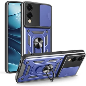 Heptek İletişim Samsung Galaxy S25 Edge Kılıf Sürgülü Tank Zırh Yüzüklü Mıknatıslı Standlı Kapak (S-Vega)