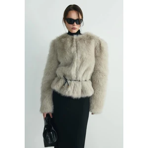 Suud Collection Gri Lexi Suni Kürk Ceket