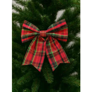 Parti Adresi Yılbaşı Ağaç Süsü Ekose Fiyonk Asmalı Dekor Süsü Kırmızı 20 cm