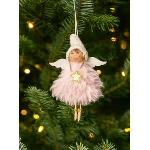 Parti Adresi Yılbaşı Ağaç Süsü Melek Kanatlı Peri Kızı Asılabilir Dekoratif Süs Pembe 18 cm