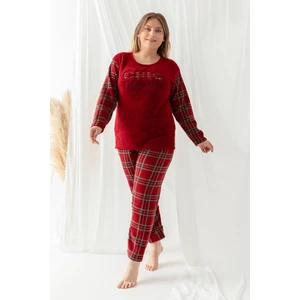 Büyük Beden Peluş Polar Pijama Takımı- Kışlık Büyük Beden Kadın Pijama