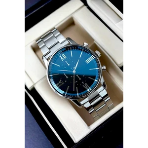 Güncel Vitrin Premium Infinity Ipc Kaplama Gümüş Lacivert Erkek Kol Saati