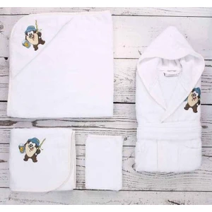 Lisans Nakışlı Bambu Bebek Seti Tazmania Beyaz 0094