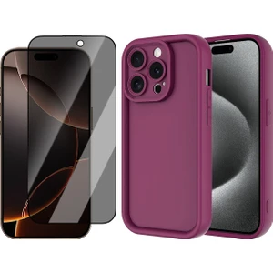 iPhone 15 Pro Max Kılıf Kamera Korumalı Zore Ananas Kapak + Hayalet Cam Ekran Koruyucu