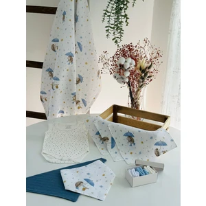 Fulya Tuhafiye Ftbabycollection Müslin & Bambu Yenidoğan Hediye Seti (Battaniye, Mendil, Önlük, Zıbın, Çorap)