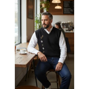 Erkek Çelik Örgü Intersiye Kışlık Kalın Triko V Yaka Triko Örgü Tüylenmez Baba Süveter