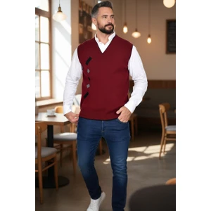 Erkek Çelik Örgü Intersiye Kışlık Kalın Triko V Yaka Triko Örgü Tüylenmez Baba Süveter