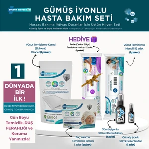 Doctor Silver Ion Gümüş İyonlu Yatan ve Evde Hasta Bakım Seti 12'li Perine ve Vücut Temizleme Mendili, Vücut Temizleme Kesesi, Bone