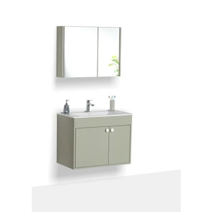 Saydam Banyo Granit Lavabolu Vento 80 cm Alt Üst Banyo Dolabı Takımı