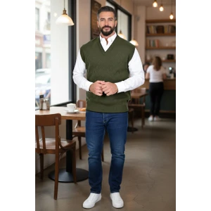 Erkek Çelik Örgü Intersiye Kışlık Kalın Triko V Yaka Triko Örgü Tüylenmez Baba Süveter